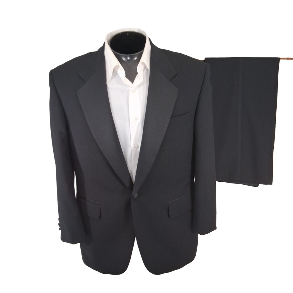 Cricketeer Tuxedo Suit Men 39S Black Wool Peak Lapel Single Breasted Ventless